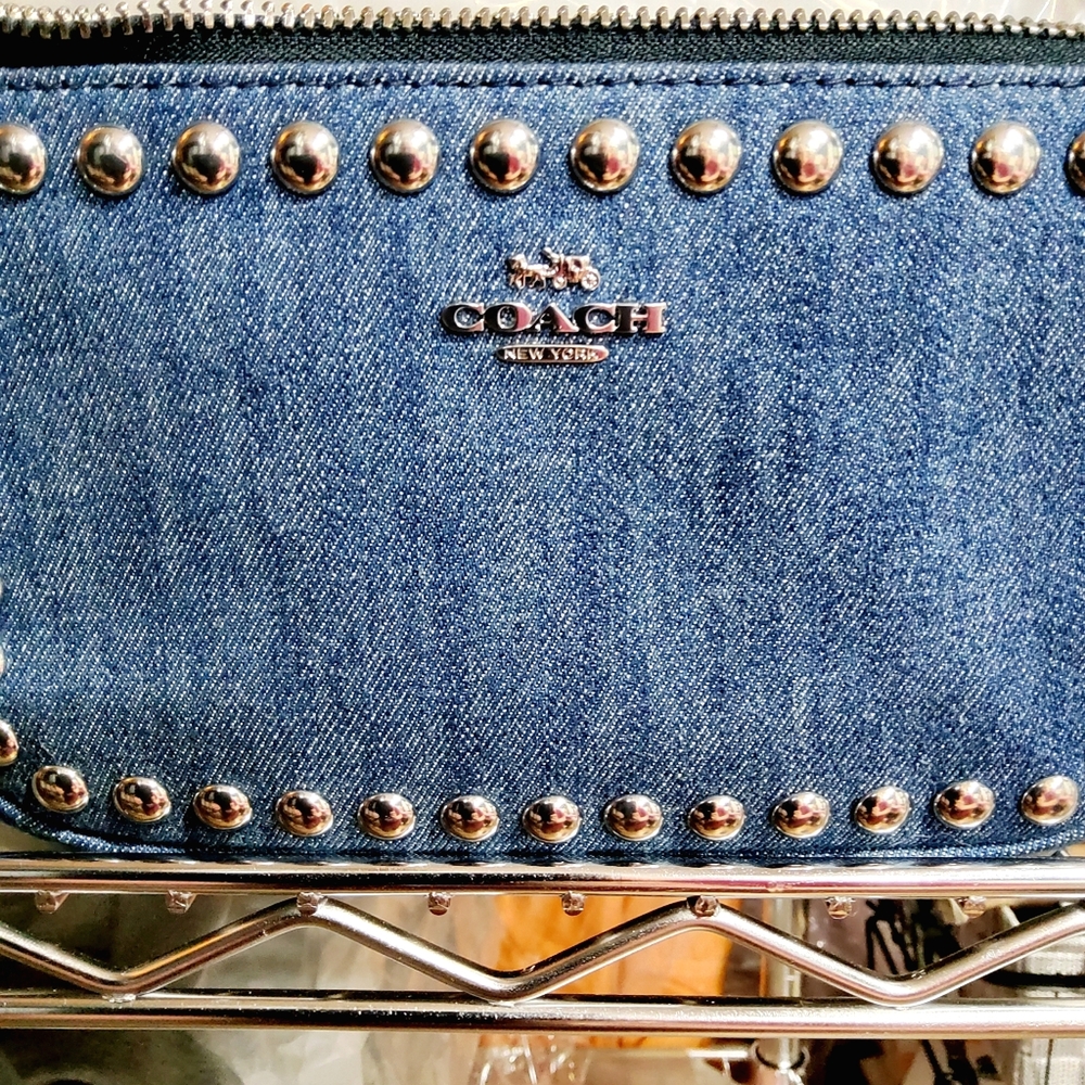 COACH BESTSELLER❗️NEW NOLITA 19 PURSE WITH RIVETS IN SILVER / DENIM - Picture 8 of 12